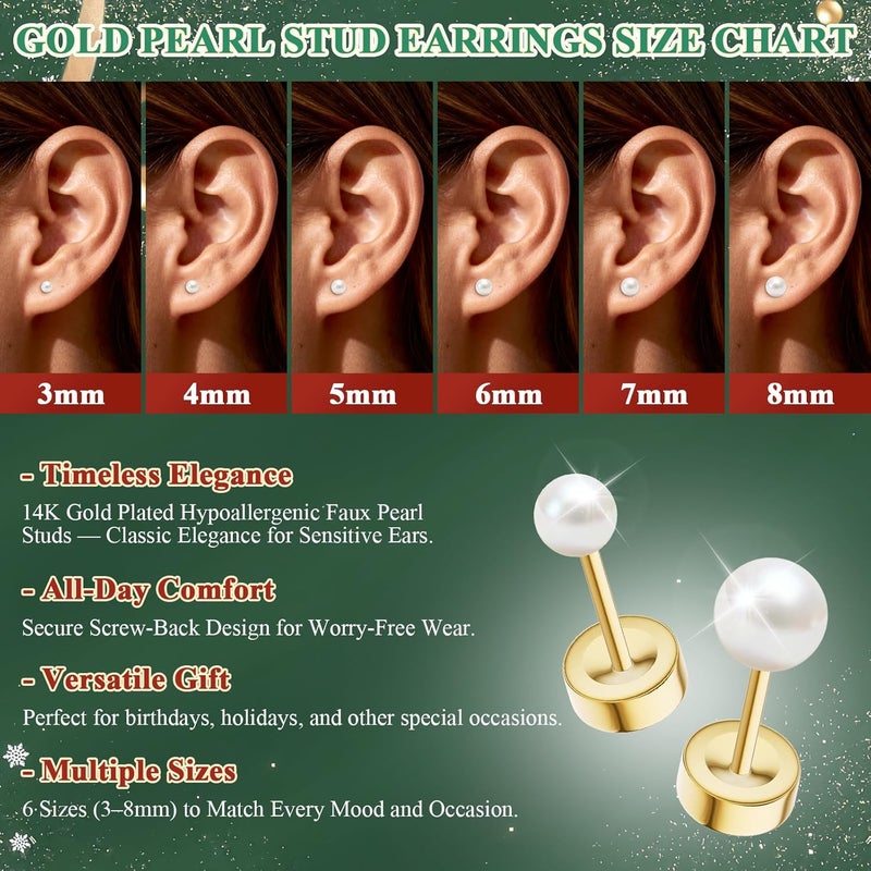 davka 7 Pairs 20G Flat Back Stud Earrings for Women Men Hypoallergenic 14K Gold Plated Surgical Steel Stack Cartilage Earrings for Multiple Piercing Sensitive Ears Bonus Plum Blossom FlatBack Studs CZ 2-8mm - Image 5